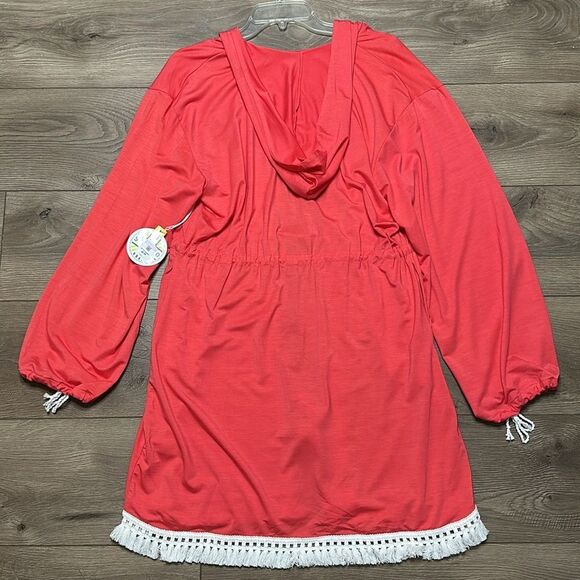 Sun50 Pink Tassel Beach Robe‎ Swimsuit Cover Up Size Small - Picture 4 of 10